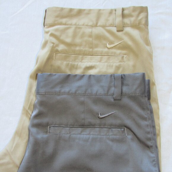 Lot of 2 Nike Golf Tour Performance Dri Fit Flat Front Shorts sz 34 Gray Khaki - Picture 2 of 4